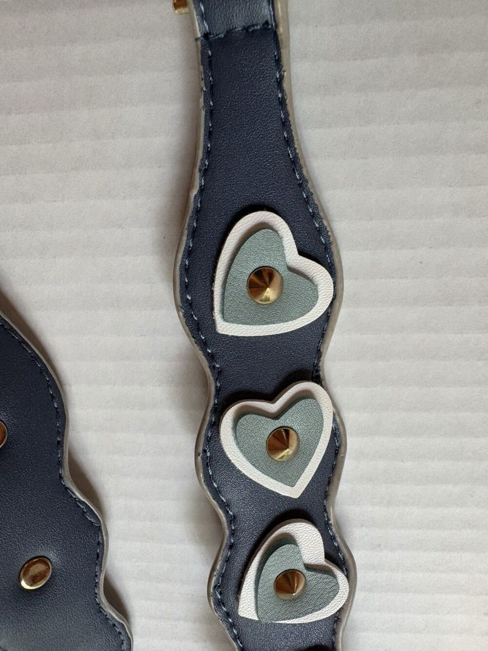 Pratrizia Luca Blue Heart Shoulder Strap Women Guitar Strap Studded 39" - Picture 3 of 5